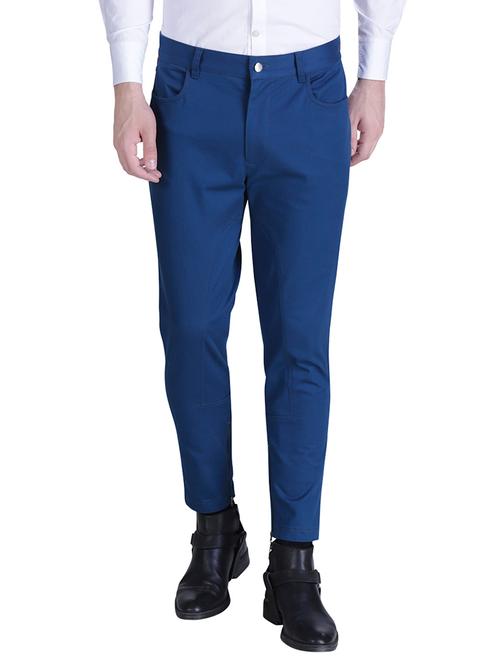 blue cotton chinos casual trousers - 15414569 - Very Small Image - 1