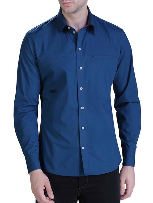 blue cotton casual shirt - 15414575 - Very Small Image - 1