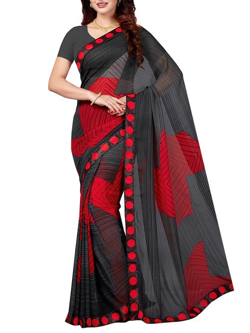 lace border geometrical printed saree with blouse - 15443605 - Very Small Image - 1