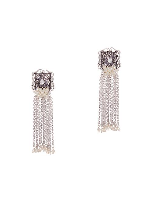 silver tone oxidised earrings - 15462912 - Very Small Image - 1