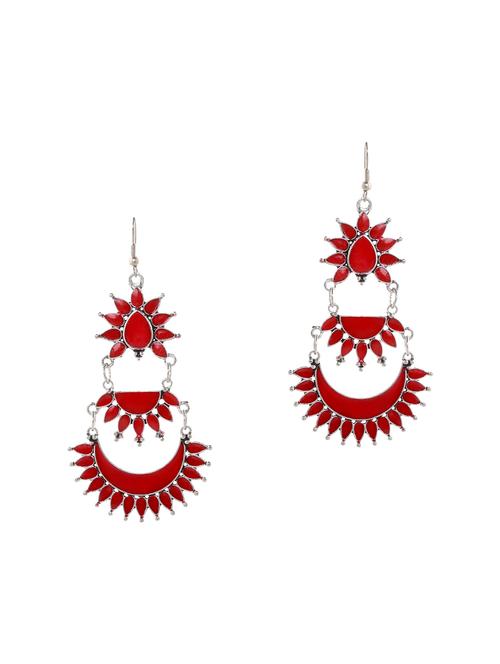 red silver tone enamel earrings - 15462933 - Very Small Image - 1
