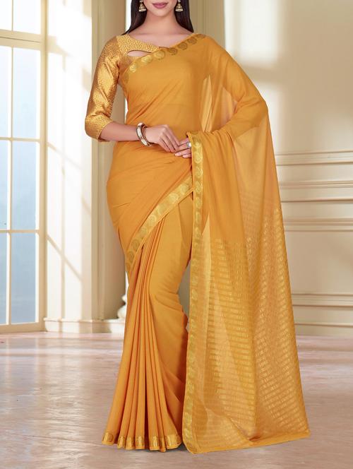 paisley gold border brown saree - 15464080 - Very Small Image - 1