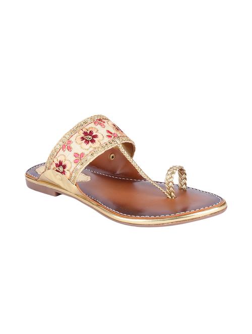 beige one toe ethnic kolhapuris - 15472893 - Very Small Image - 1