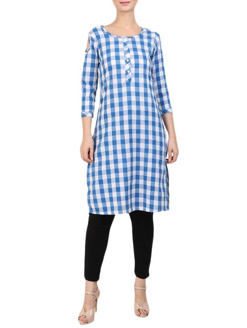 checkered straight kurta - 15493752 - Very Small Image - 1