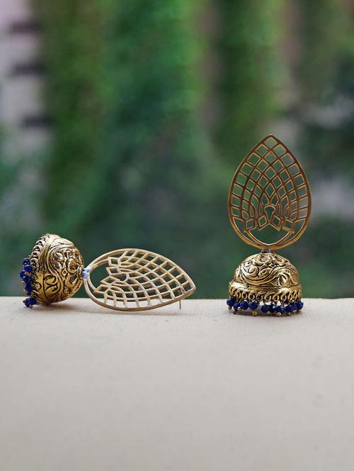 blue gold tone beaded earrings - 15495848 - Very Small Image - 1