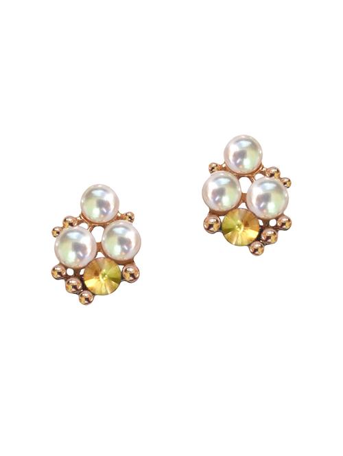 white gold tone pearl inspired earrings - 15497411 - Very Small Image - 1