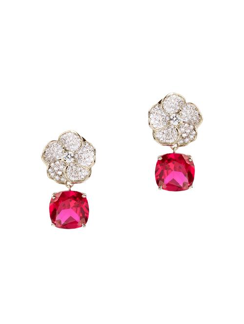 pink silver tone stone earrings - 15504867 - Very Small Image - 1