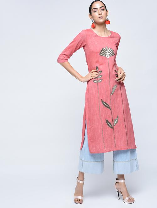 straight embroidered kurta - 15517703 - Very Small Image - 1