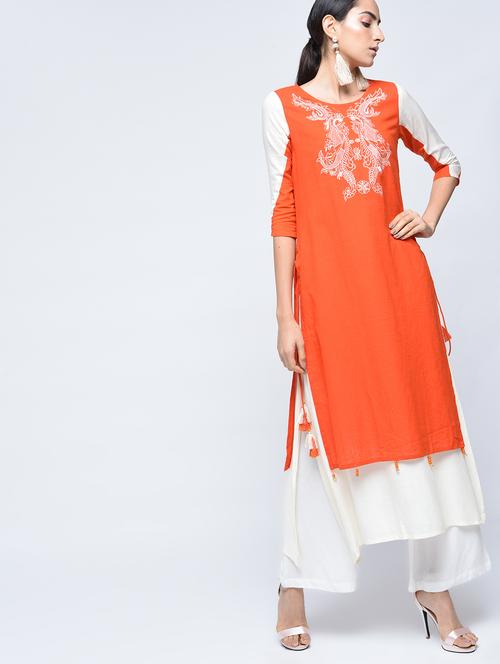 embroidered layered kurta with tassels - 15517704 - Very Small Image - 1