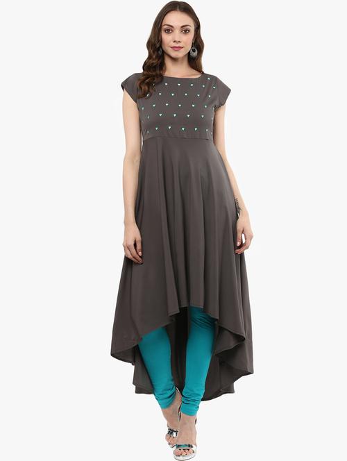 high low embroidered kurta - 15523820 - Very Small Image - 1
