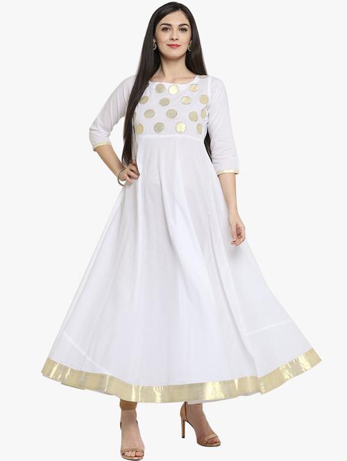 flared embroidered patches kurta - 15523829 - Very Small Image - 1