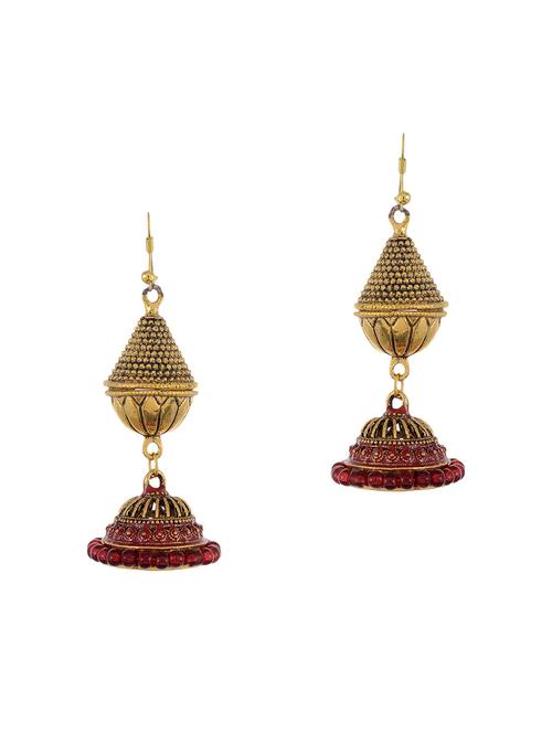 red gold tone oxidized earrings - 15535331 - Very Small Image - 1