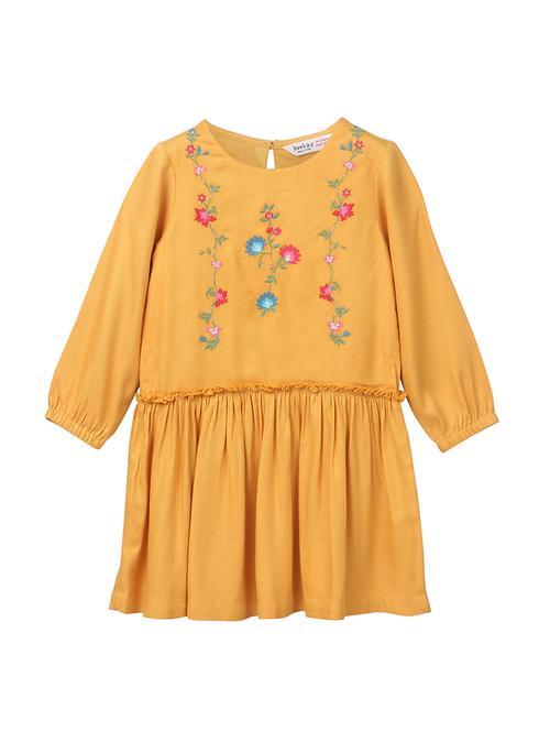 gather detail floral embroidered frock - 15561643 - Very Small Image - 1