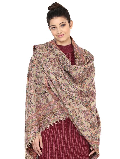 beige woolen stole - 15575255 - Very Small Image - 1