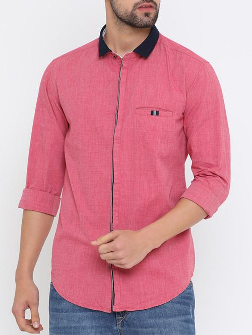 pink cotton casual shirt - 15581057 - Very Small Image - 1
