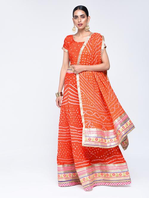 bandhani flared lehenga set - 15606538 - Very Small Image - 1