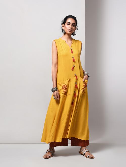 a-line pocket kurta with tassels - 15606725 - Very Small Image - 1