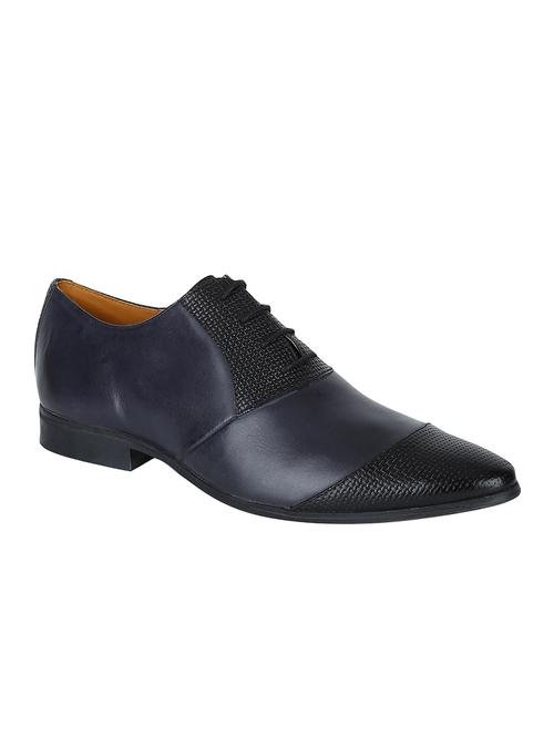 navy leather lace-up oxfords - 15613410 - Very Small Image - 1