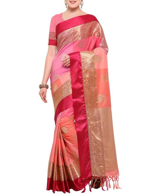 zari motifs woven saree with blouse - 15614705 - Very Small Image - 1