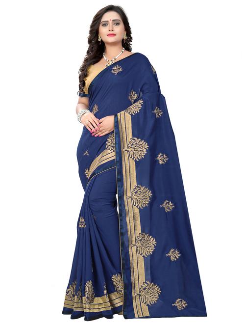 zari embroidered saree with blouse - 15619868 - Very Small Image - 1
