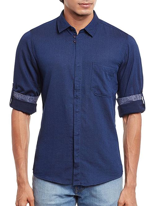 blue cotton casual shirt - 15628496 - Very Small Image - 1