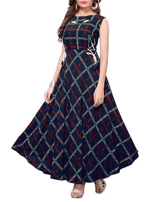 a-line checkered kurta - 15641605 - Very Small Image - 1