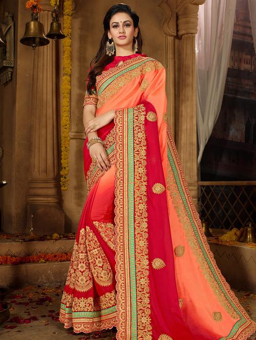 floral ombre embroidered saree - 15650454 - Very Small Image - 1