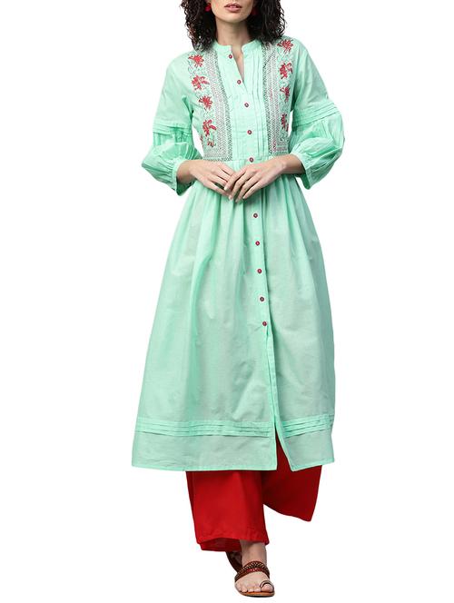 flared pintucks hem kurta - 15659359 - Very Small Image - 1