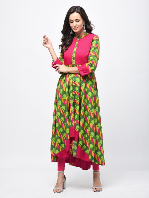 printed asymmetrical kurta - 15680063 - Very Small Image - 1
