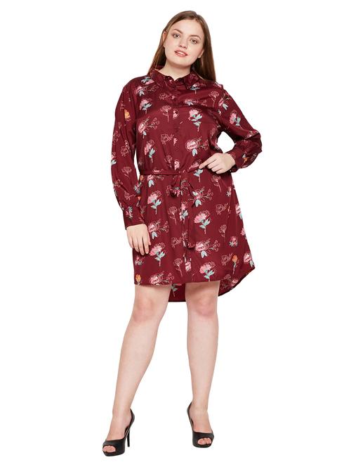 tie up waist button up plus dress - 15695483 - Very Small Image - 1