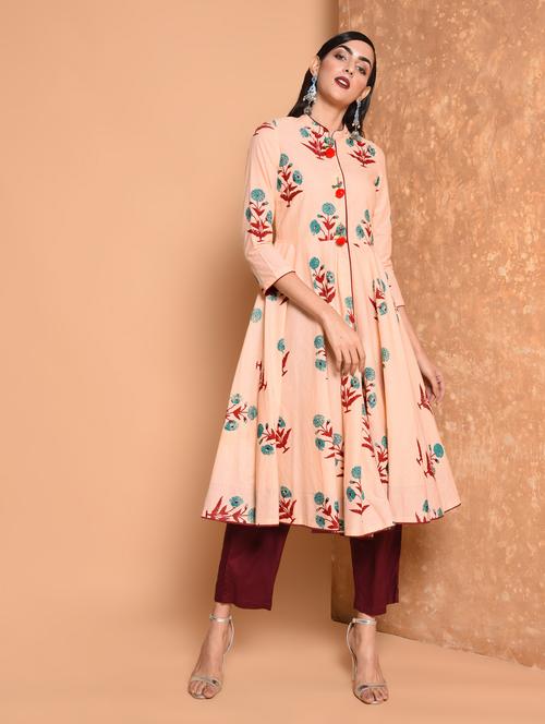 flared printed kurta with tassels - 15697674 - Very Small Image - 1