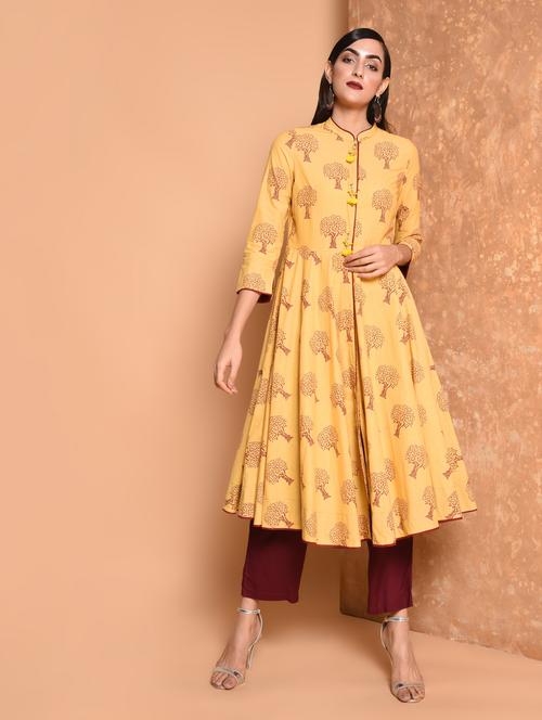 flared printed kurta with tassels - 15697676 - Very Small Image - 1