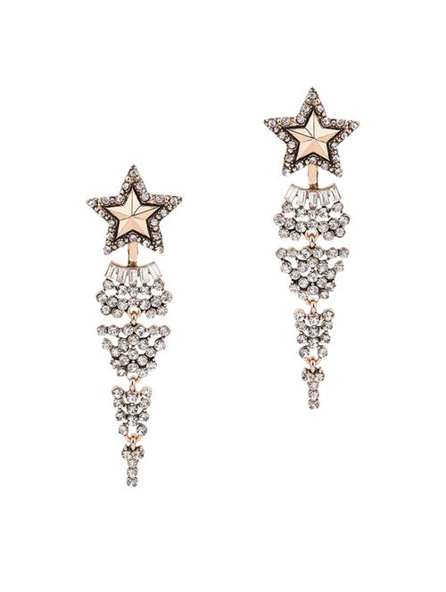gold metal drop earrings - 15705405 - Very Small Image - 1