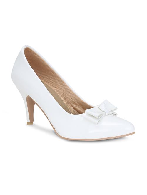 white faux leather slip on pumps - 15713340 - Very Small Image - 1