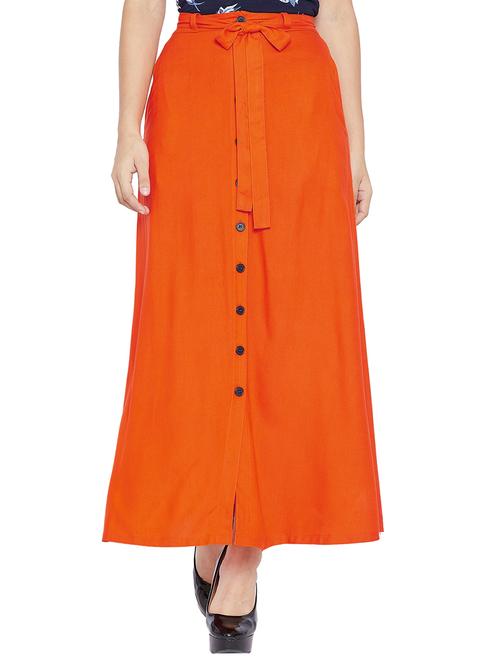 button detail tie up waist a-line skirt - 15713591 - Very Small Image - 1