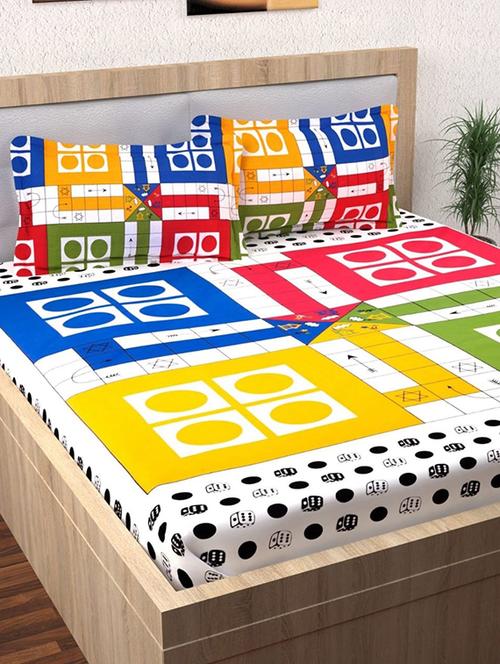 100% jaipuri cotton double bedsheet with 2 pillow covers - 15726672 - Very Small Image - 1