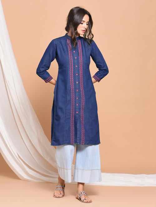embroidered straight kurta - 15748449 - Very Small Image - 1
