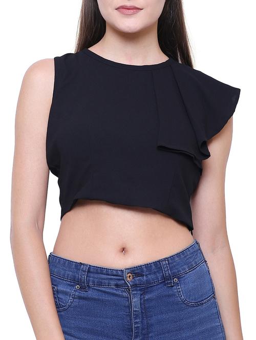 ruffled key hole back crop top - 15752457 - Very Small Image - 1