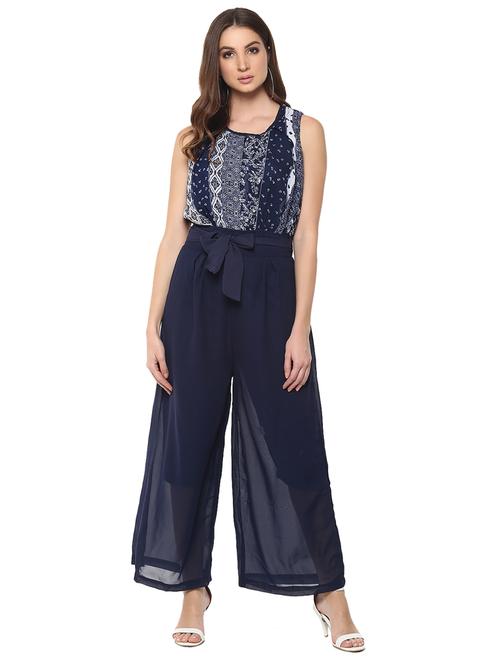 self tie sleeveless full leg jumpsuit - 15770461 - Very Small Image - 1