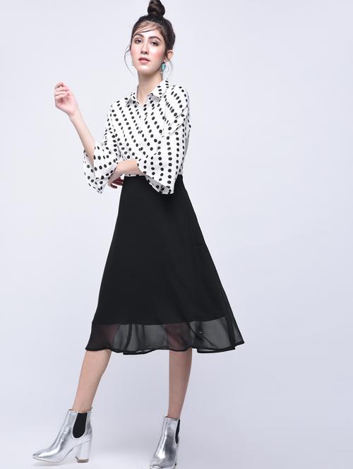 placket detail polka dots a-line dress - 15770594 - Very Small Image - 1