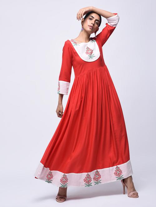 block print flared kurta - 15799458 - Very Small Image - 1