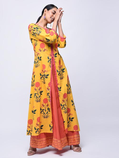 floral print layered kurta - 15799470 - Very Small Image - 1