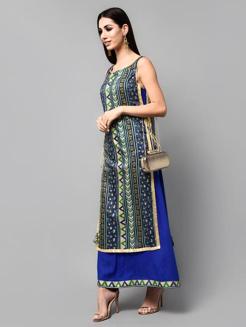 blue viscose aline kurta - 15836299 - Very Small Image - 1