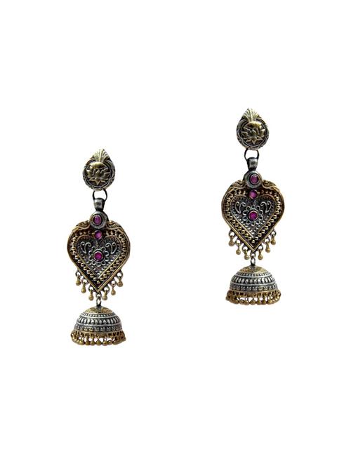 silver brass jhumka earring - 15836767 - Very Small Image - 1