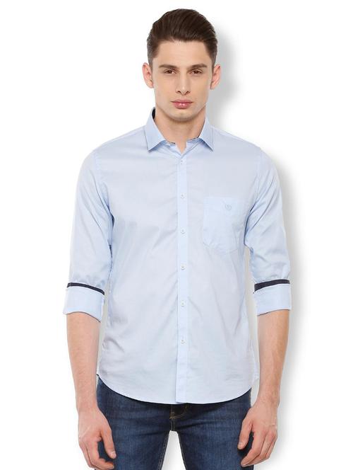 blue solid casual shirt - 15837824 - Very Small Image - 1