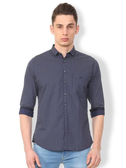 blue printed casual shirt - 15837825 - Very Small Image - 1