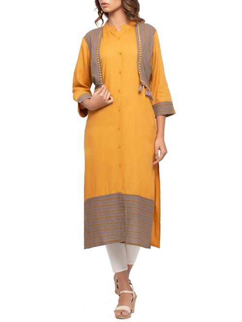 color block straight kurta - 15868197 - Very Small Image - 1