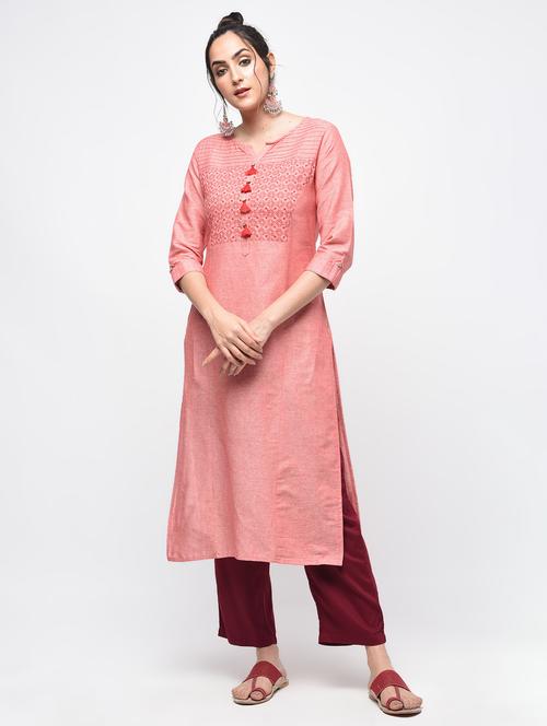 embroidered straight kurta with tassels - 15890730 - Very Small Image - 1