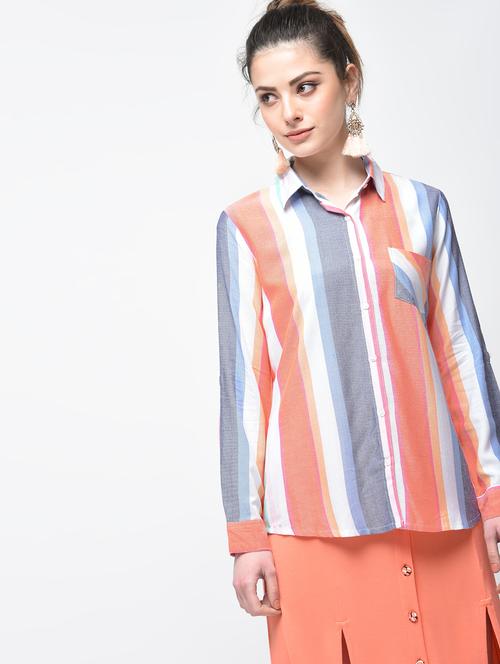 striped patch pocket detail shirt - 15894129 - Very Small Image - 1