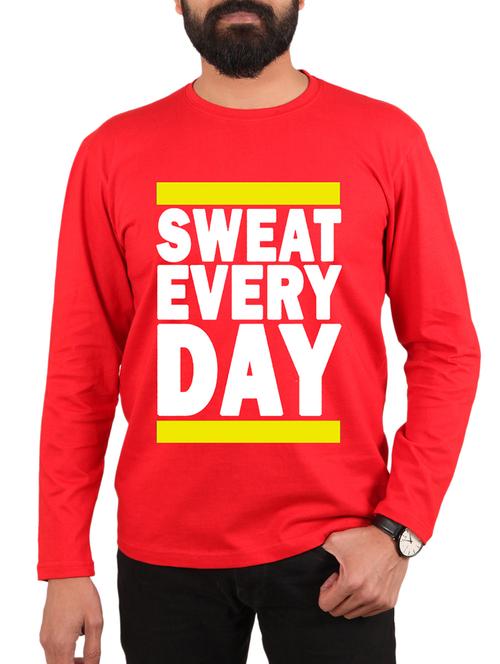 red cotton front print t-shirt - 15894467 - Very Small Image - 1